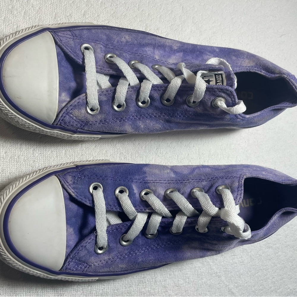 Converse All Stars low top Purple tie dye Canvas Sneakers W10 M8 - Picture 3 of 8